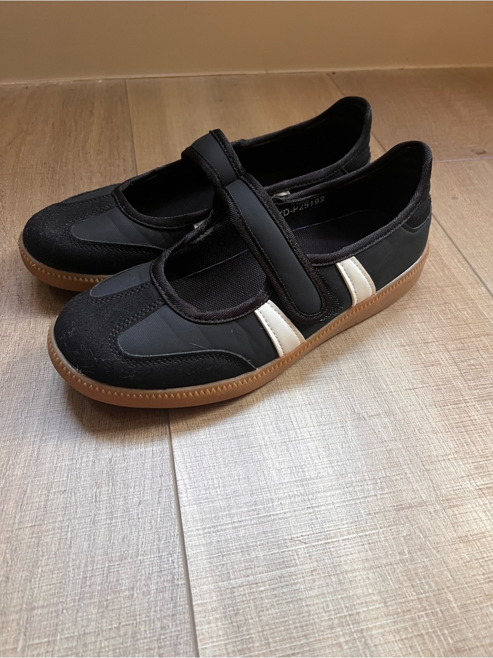 Classic Black Mary Jane Sneakers with White Stripe